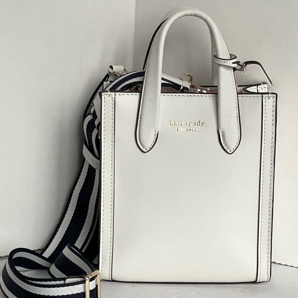 Kate Spade Manhattan Mini Tote Crossbody White Leather Shoulder Bag - Picture 4 of 14